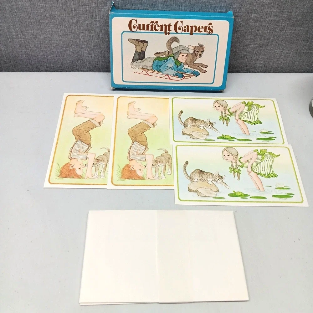 Current Capers Note Cards Vintage‎ 70s L K Powell Animals Stationery Set 4
